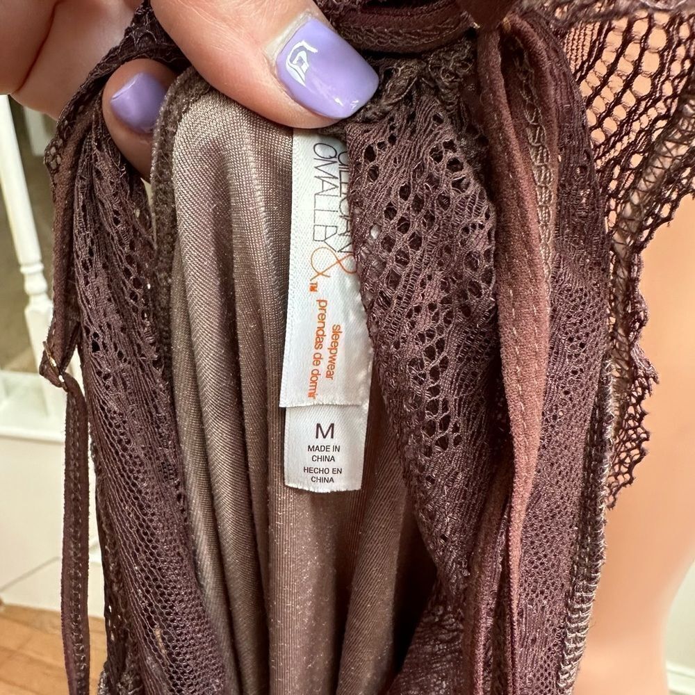 Mauve lace back velvet feel lingerie gown - Picture 12 of 12